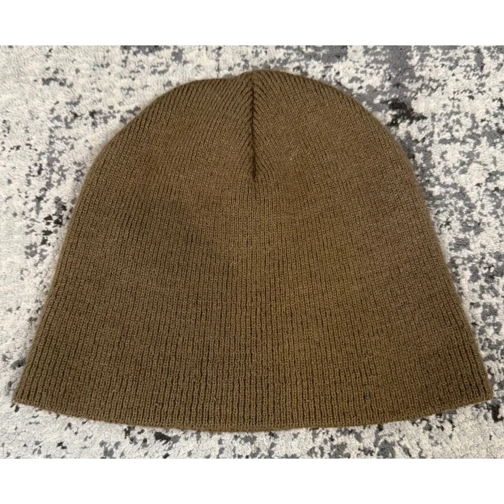 Carhartt Mens OS Brown Knit Beanie Logo Patch Made in USA Good Condition